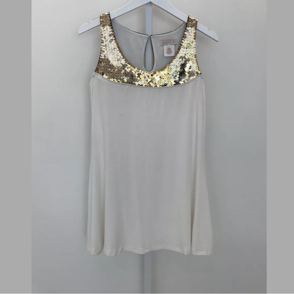 LaROK WHITE SEQUIN EMBELLISHED MINI DRESS SMALL